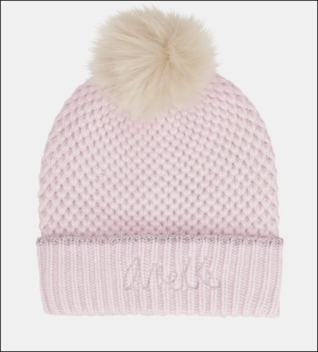 Gorro de punto con pompón rosa